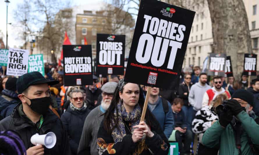 La protesta contra el costo de vida en Downing Street.