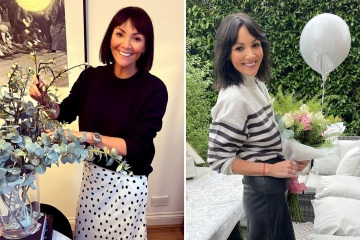 Martine McCutcheon muestra una cintura pequeña en un nuevo complemento en su casa de Surrey