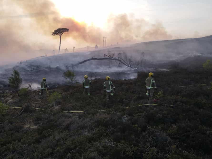 Los bomberos sofocan el incendio.