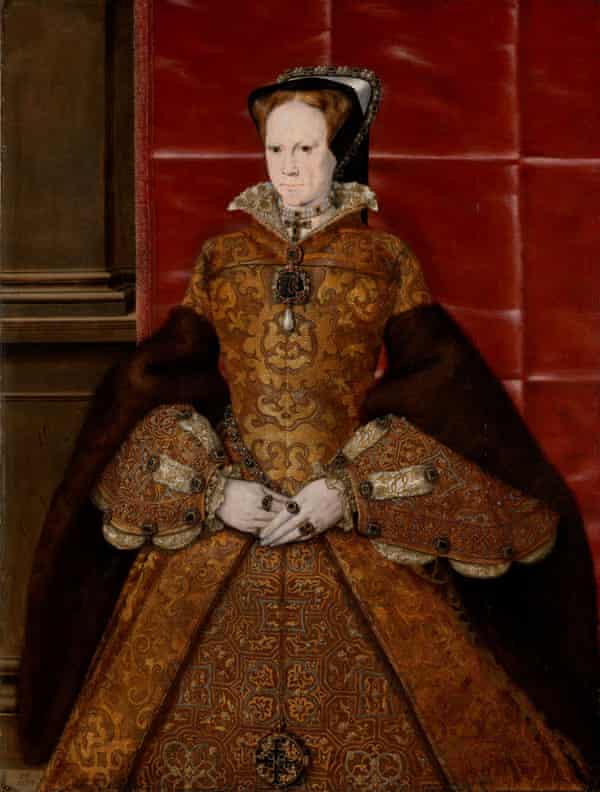 Retrato de la reina María I en la popa y sosteniendo sus manos