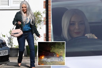 Sheridan Smith se pone una peluca rubia mientras conduce por primera vez desde el accidente