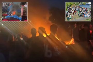 Los yobs prendieron fuego a las tiendas de campaña en el Festival de Lectura mientras los juerguistas aterrorizados huyen