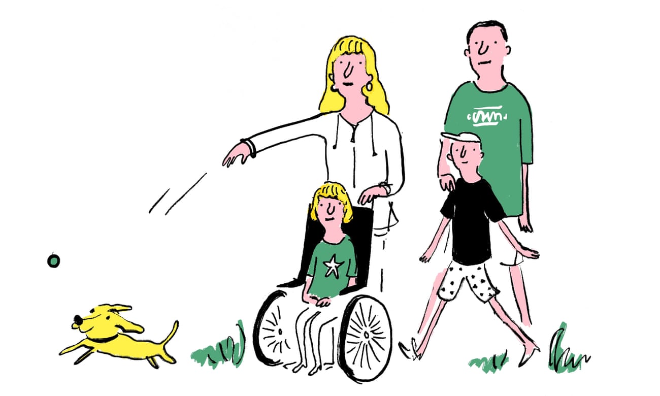 Ilustración de una pareja no casada con dos hijos, uno de los cuales está discapacitado