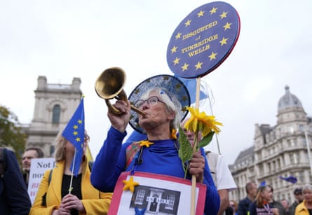 Un manifestante pro-UE en la Plaza del Parlamento.