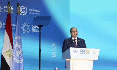Abdel Fatah al-Sissi habla en Cop27.