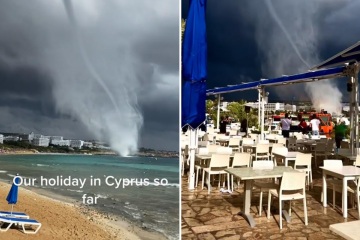 Los turistas del Reino Unido conmocionados después de un gran aguacero en Chipre que hace volar las tumbonas