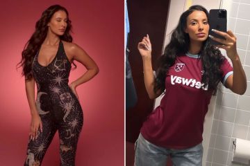 La anfitriona de Love Island, Maya Jama, sacude sus cosas en una selfie sexy con una camiseta de fútbol