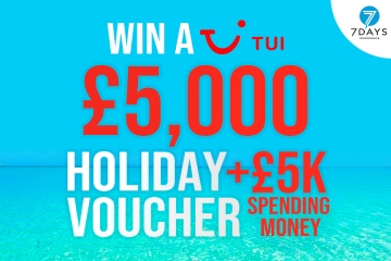 Gane un TUI Holiday Voucher de £ 5,000 + £ 5,000 en efectivo desde solo 89p con nuestro código de descuento