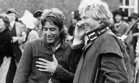 Al Pacino y Hugh Hudson en el set de Revolution