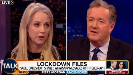 Isabel Oakeshott en el programa TalkTV de Piers Morgan anoche.