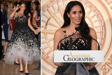 Meghan Markle deslumbra con un vestido con estampado de pájaros de 4.600 libras esterlinas en los Premios de Sídney