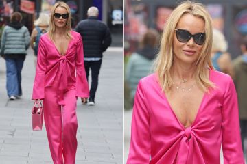 Amanda Holden se parece a Barbie con un traje rosa brillante en Londres
