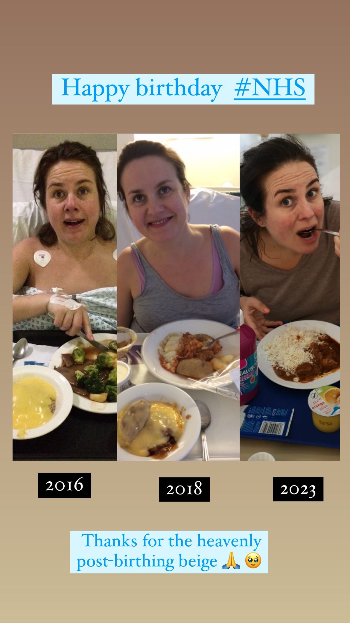 Ella también mostró su comida posparto.